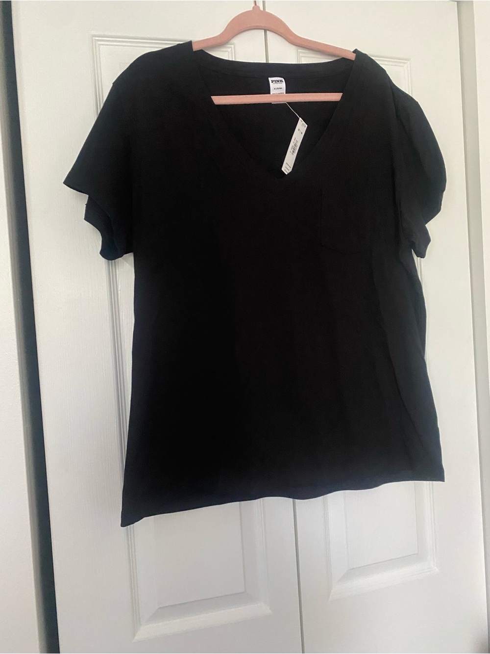 PINK Victoria's Secret Black V-Neck Pocket Tee